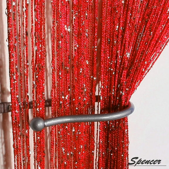 Spencer 1x2M Door String Curtain Drops Beads Wall Panel Fringe Window Room Divider Strip Tassel for Wedding Home Decoration "Red"