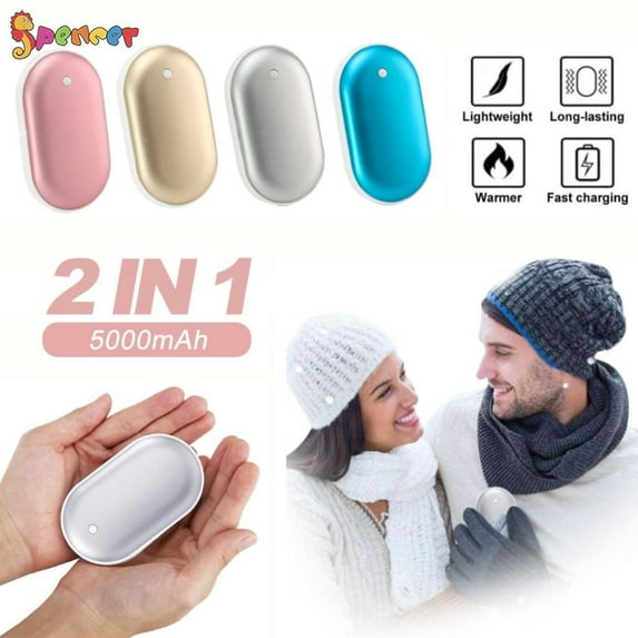 Spencer 2 in 1 Rechargeable Hand Warmer, 5000mAh Portable USB Electric Pocket Heating Warmer Power Bank for Raynauds, Heat Therapy, Outdoor Sports "Champagne gold"