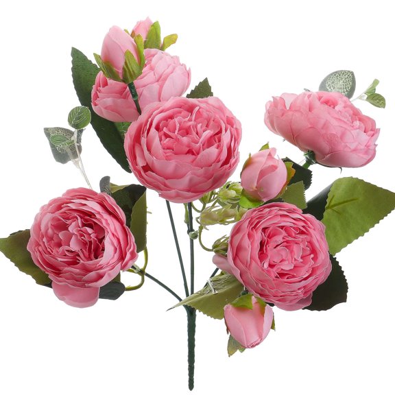 Spencer 2 Bouquet 9Heads Artificial Peony Silk Flower Leaf Home Office Wedding Party Festival Bar Decor