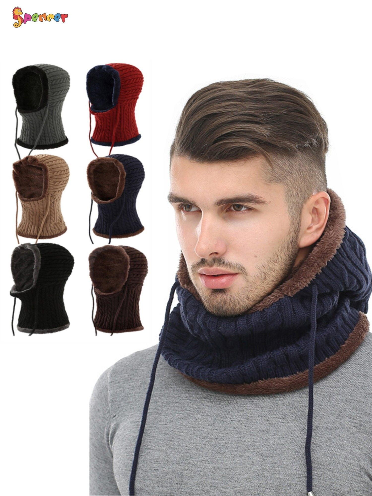 Spencer 2 In 1 Winter Warm Beanie Hat Scarf Set Conjoined Spencer 2 In 1 Winter Warm Beanie Hat Scarf Set Conjoined