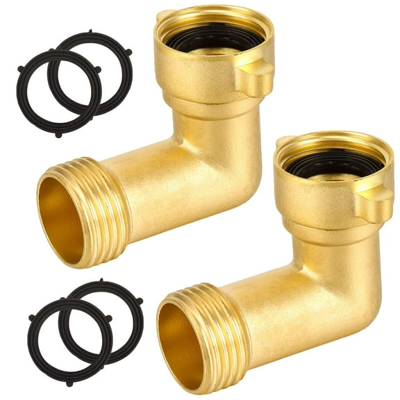 Spencer 2 Pack 3/4" Garden Hose Elbow Connector 90-Degree Hose Elbow Solid Brass Pipe Fittings Heavy Duty Water Hose Adapter