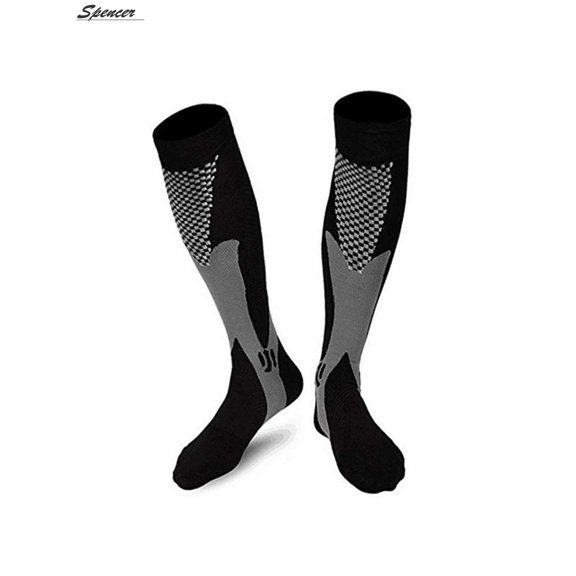Spencer 2 Pack Althetic Graduated Compression Socks for Men & Women, 20-30 mmhg Sport Nursing Knee High Socks Best Medical for Running,Varicose Veins,Circulation & Recovery "Black,2XL"