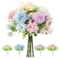 thumbnail image 1 of Spencer 2 Pack Blue Artificial Silk Peony and Hydrangea Mixed Flower Bouquet Real Touch Fake Flowers for Wedding Valentine's Day Party Festival Decor, 1 of 9