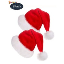 Spencer 2 Pack Christmas Santa Hat, Plush Xmas Holiday Hats for Adults Extra Thicken Classic Fur for Christmas New Year Festive Party