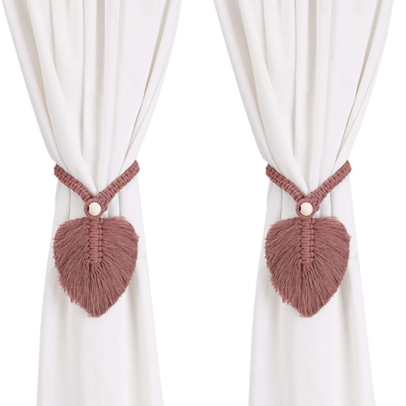 Spencer 2 Pack Curtain Tiebacks Tassel Rope Handmade Holdbacks Woven Cotton Rope Boho Home Decor Drapery Tie Back, Brown