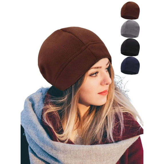 Spencer 2 Pack Fleece Beanie Hats Warm Winter Men Women Soft Skull Cap Unisex Adult Slouchy Plain Beanies, Black+Navy