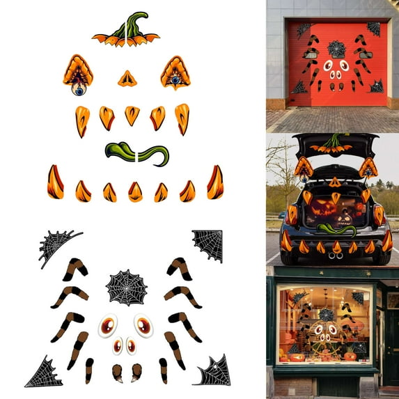 Spencer 2 Pack Halloween Trunk or Treat Car Decorations Kit, Large Size Monster Face Halloween Decor for Car SUV Garage Door Entryway Archway