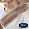 thumbnail image 1 of Spencer 2 Pack Soft Faux Sheepskin Car Seat Belt Pad, Plush Shoulder Pad Genuine Natural Merino Wool Seat Belt Cover for Neck Cushion Protector Car Accessories "Khaki", 1 of 8