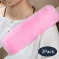 thumbnail image 1 of Spencer 2 Pack Soft Faux Sheepskin Car Seat Belt Pad, Plush Shoulder Pad Genuine Natural Merino Wool Seat Belt Cover for Neck Cushion Protector Car Accessories "Pink", 1 of 8