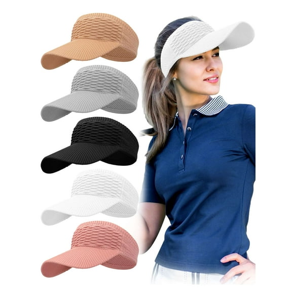 Spencer 2 Pack Sport Sun Visor Hats, Knitted Empty Top Cap Outdoor Sports Visor Caps for Women Men for Golf Cycling Fishing Tennis Running, Black