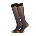 thumbnail image 1 of Spencer 2 Pair Mens Silk Socks Sheer Dress Socks Mid-Calf Crew Socks Ultra Thin Business Summer Cool Striped Socks, Black, 1 of 8