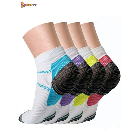 Spencer 2 Pairs Low Cut Compression Running Socks for Men Women, 10-20mmHg Athletic Ankle Socks for Plantar Fasciitis Arch Support "S/M,Blue"