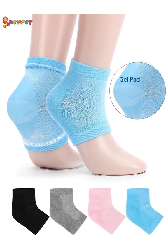 2 Pairs Moisturizing Heel Socks Gel Lined Toeless Spa Socks to Heal and Treat Dry, Cracked Heels (Blue)