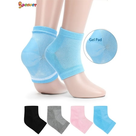 Spencer 2 Pairs Moisturizing Heel Socks Gel Lined Toeless Spa Socks to Heal and Treat Dry, Cracked Heels (Pink)