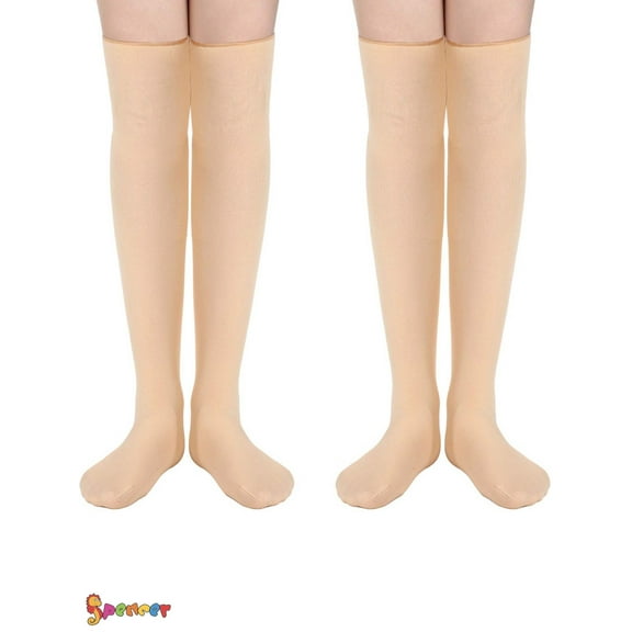 Spencer 2 Pairs Women Thigh High Socks Winter Thick Fleece Lined Over the Knee High Boot Stockings Leg Warmers "Apricot"