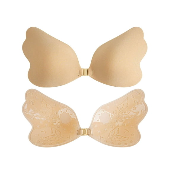 Spencer 2 Pairs Women's Backless Strapless Bra, Adhesive Bra Reusable Sticky Invisible Push up Bras for Women