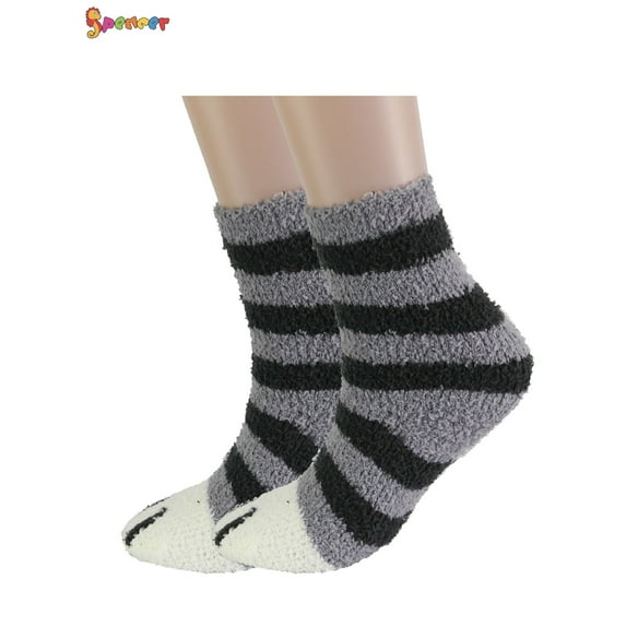 Spencer 2 Pairs Women's Cute Cat Claw Fluffy Cozy Slipper Sock Winter Warm Plush Coral Fleece Socks Sleep Floor Socks for Christmas Gifts "#B"