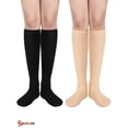 thumbnail image 1 of Spencer 2 Pairs Women's Opaque Plush Fleece Lined Knee High Socks Winter Warm Crew Boots Trouser Socks "Black&Apricot", 1 of 8