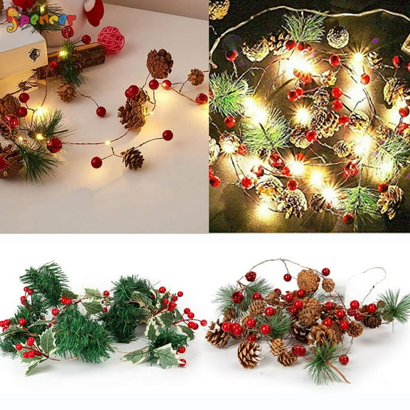 Spencer 20 LED Christmas String Lights, 6.6 Ft Pine Cone Berries Garland with Fairy String Lights Xmas Tree Decor for Winter Holiday New Year Christmas Party