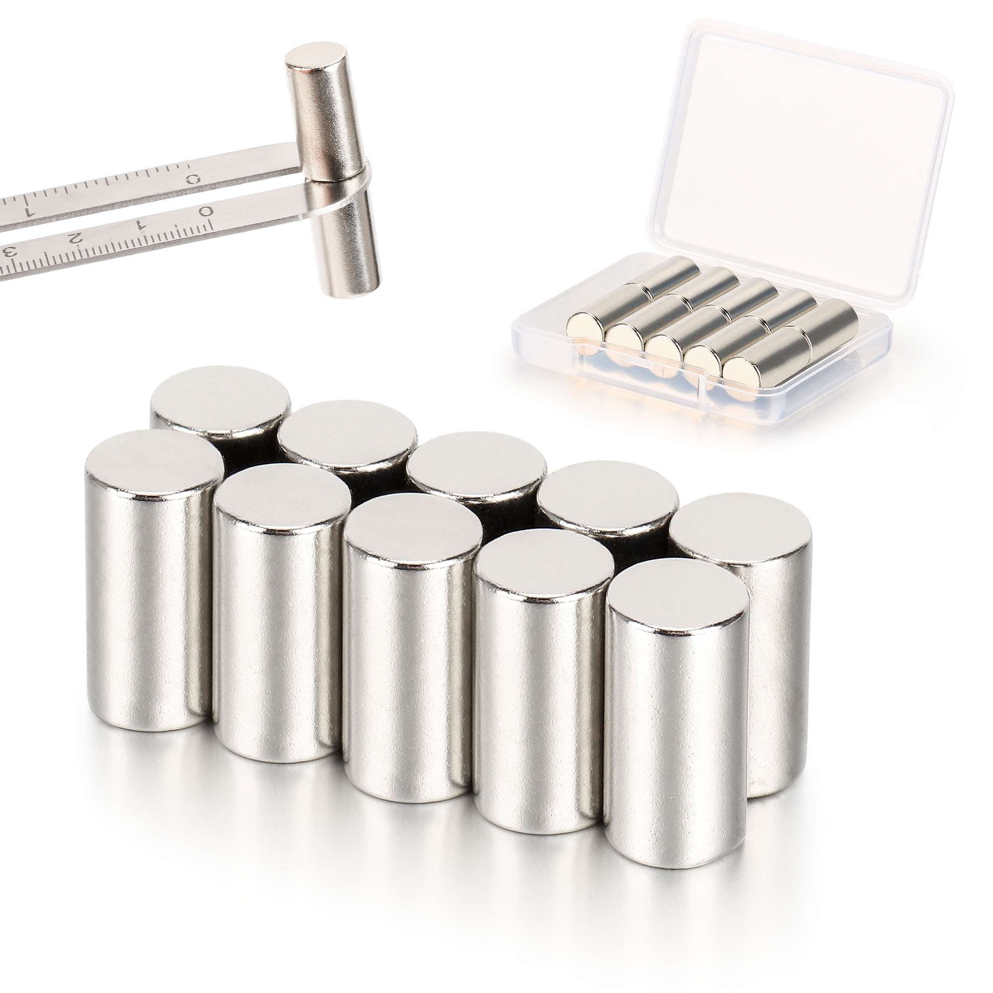 Spencer 20 PCS Super Strong Neodymium Magnets 0.4 x 0.8 Inch Cylinder Magnets Permanent Rare Earth Magnets Circular Magnets Rod, 10mm x 20mm