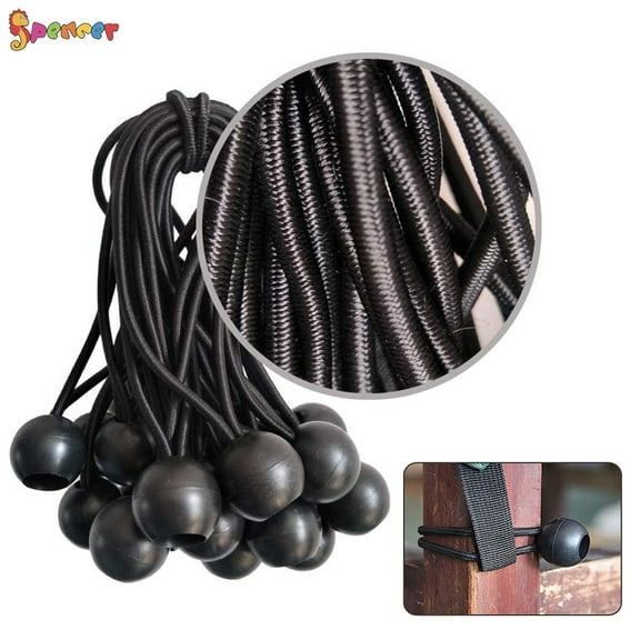 Spencer 20 Pack Ball Bungee Bungie Cord 6 Inch Heavy Duty Canopy Tarp Tie Down Elastic Strape for Tarp, Shelter, Camping, Tent, Wall Pipe