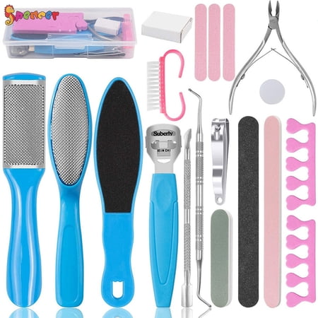 Spencer 20Pcs Pedicure Tools Set Foot Care Kit Stainless Steel Foot Rasp Foot File Callus Exfoliating Dead Skin Remover Pedicure Kit