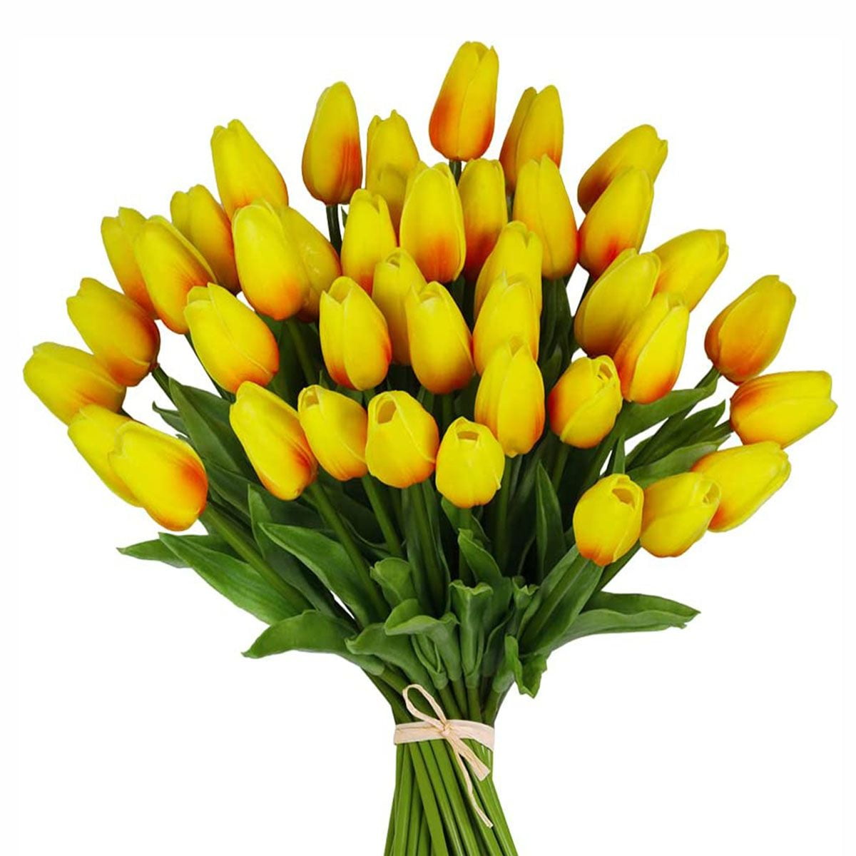 Spencer 20Pcs Yellow Artificial Tulips Flowers Real Touch Fake Tulips for Wedding Bouquets Arrangement Valentine's Day Party Room Decor