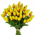 thumbnail image 1 of Spencer 20Pcs Yellow Artificial Tulips Flowers Real Touch Fake Tulips for Wedding Bouquets Arrangement Valentine's Day Party Room Decor, 1 of 7