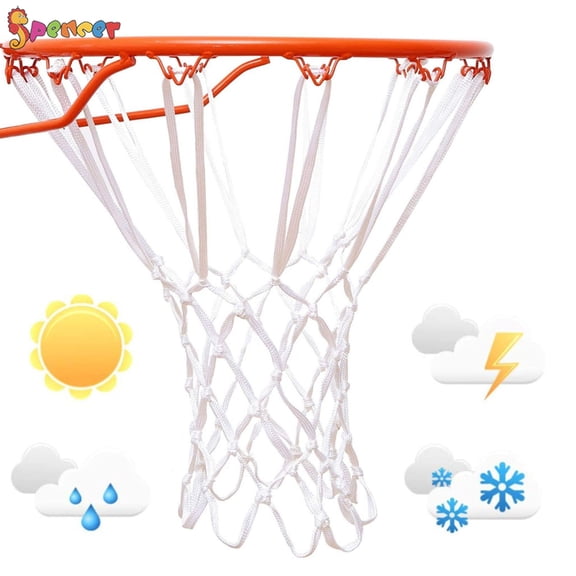 Spencer 21" Heavy Duty Basketball Net Replacement Nylon Anti Whip 12 Loops Goal Standard Rims for Indoor Outdoor Shooting Training "White"