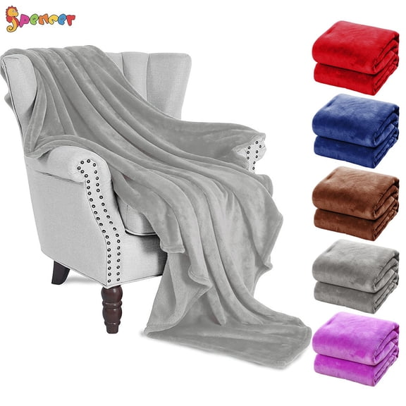 Spencer 28" x 40" Super Soft Coral Fleece Lightweight Throw Blankets Mircofiber for Couch Sofa Bed Chair "Grey"