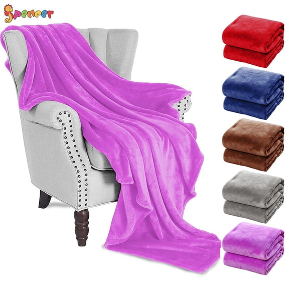 Spencer 28" x 40" Super Soft Coral Fleece Lightweight Throw Blankets Mircofiber for Couch Sofa Bed Chair "Purple"