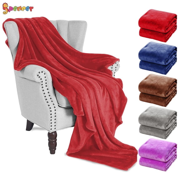 Spencer 28" x 40" Super Soft Coral Fleece Lightweight Throw Blankets Mircofiber for Couch Sofa Bed Chair "Red"