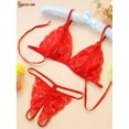 thumbnail image 1 of Spencer 2PCS Womens Sexy Lingerie Lace Bralette Bra Panty Set Floral Babydoll Strappy G String T-Back Thongs Panties Sleepwear "M,Red", 1 of 5