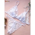 thumbnail image 1 of Spencer 2PCS Womens Sexy Lingerie Lace Bralette Bra Panty Set Floral Babydoll Strappy G String T-Back Thongs Panties Sleepwear "M,White", 1 of 5