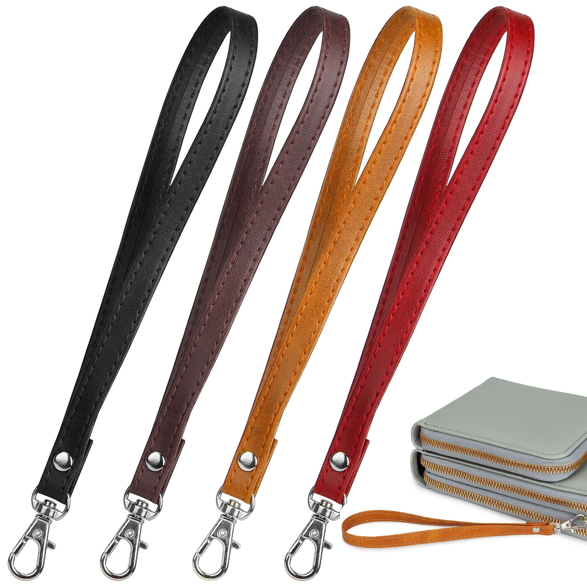 Spencer 2PCS Wristlet Strap, PU Leather Keychain Wristlet KeyChain Hand ...