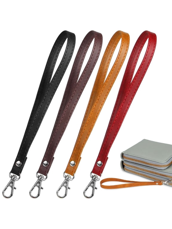 2PCS Wristlet Strap, PU Leather Keychain Wristlet KeyChain Hand Strap for Wallet Purse Clutch Cellphone Wristlet Key, Red