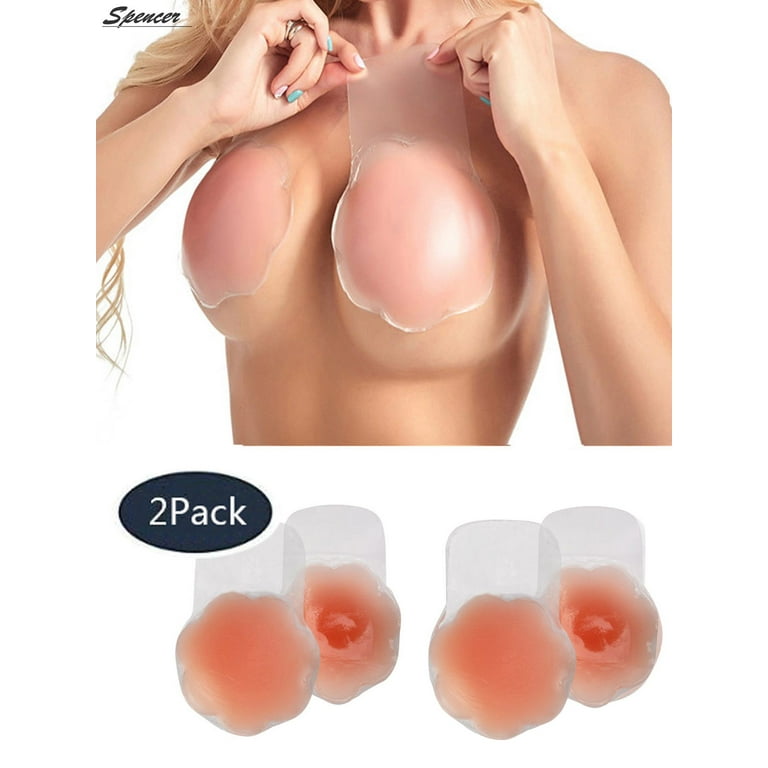 Spencer 2Pack Womens Backless Invisible Bra Strapless Reusable  Self-Adhesive Bra Sticky Breast Lift Tape Nipplecovers Flower Shape