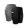 thumbnail image 1 of Spencer 2Pack Womens High Waist Yoga Shorts with Side Pockets Tummy Control Workout 4 Way Stretch Yoga Leggings "L, Black&Gray", 1 of 9