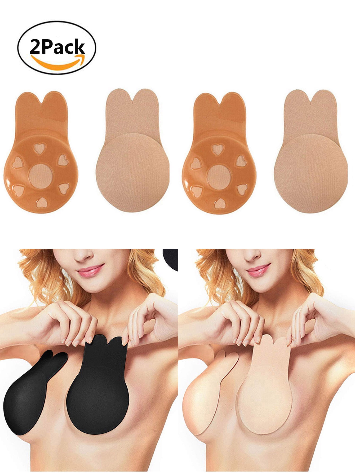 Invisible lifting Silicone Breast Stickers Rabbit Ears Gathered Nipples  Anti-bump bikini Invisible Adhesive Bra Sexy Underwe D30