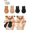 thumbnail image 1 of Spencer 2Pairs Women's Rabbit Ear Invisible Lifting Bras Reusable Silicone Nipple Covers Push Up Backless Bra "Black&Beige, Cup C/D", 1 of 6