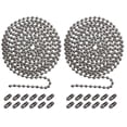 thumbnail image 1 of Spencer 2Pcs Beaded Pull Chain Extension with Connector for Ceiling Fan or Light, 10 Feet Rust Proof Beaded Roller Chain, 3mm Diameter, Silver, 1 of 9