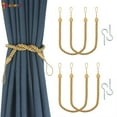 thumbnail image 1 of Spencer 2Pcs Braided Curtain Tiebacks, Rope Belt Curtain Tie Buckle Holdback Drapery Curtain Tie Back with 2 Metal Hooks (Golden), 1 of 7