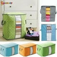 thumbnail image 1 of Spencer 2Pcs Foldable Storage Bag Clothes Blanket Large Capacity Quilt Closet Sweater Organizer Box Pouches (23.2"x16.1"x13.4", Blue-1), 1 of 10