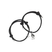 Spencer 2Pcs Magnetic Couple Bracelets Special Mutually Attractive Friendship Rope Jewelry Gifts For Women Men (Black)