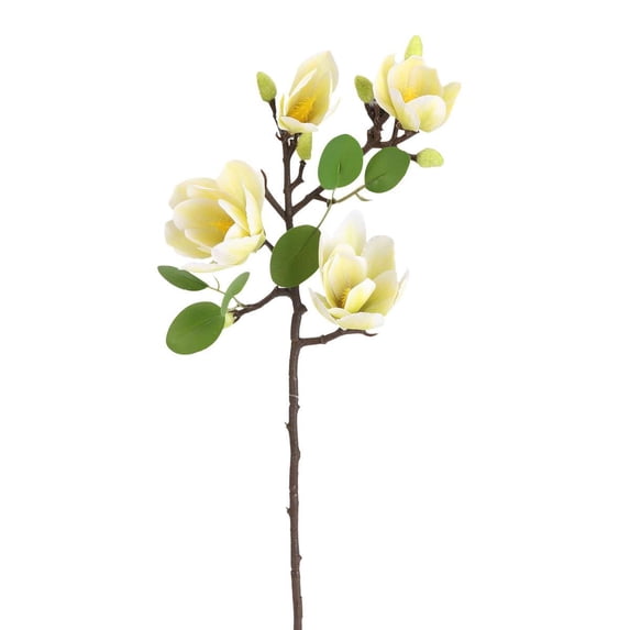 Spencer 2pcs Artificial Magnolia Silk Fake Flowers 25.6" Faux Flowers Plants for Home kitchen Wedding Festivals Decorations (Green)
