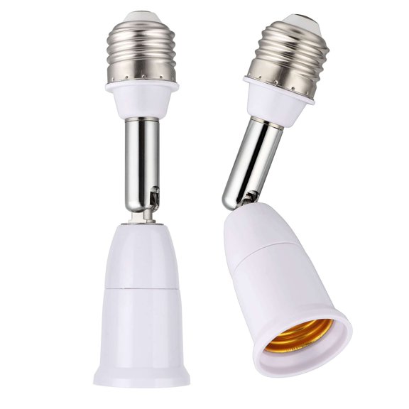 Spencer 2pcs E27 Light Bulb Socket Extender Light Socket Adapter 180° Bendable Adjustable Light Socket Extension, White