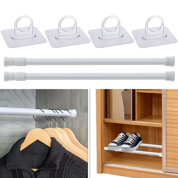 Spencer 2pcs Spring Tension Rods Adjustable 11.8 to 19.7 inch, No Drilling Expandable Spring Curtain Rod, Multifunctional Adjustable Rods for Kitchen Bathroom Wardrobe Closet