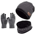 thumbnail image 1 of Spencer 3 PCS Winter Beanie Hat Scarf Set with Touchscreen Gloves Cold Weather Knit Fleece Lined Neck Warmer Skull Cap Glove Set, Gray, 1 of 12