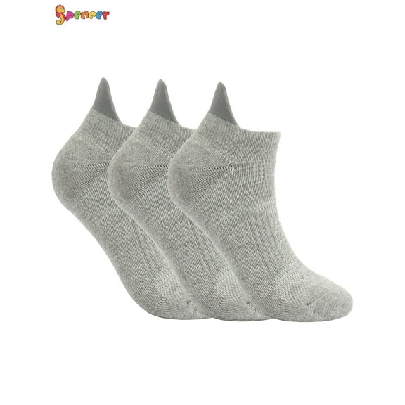 Spencer 3 Pairs Ankle Athletic Running Socks Cushioned Low Cut Sports Tab Socks for Men Women (Gray)