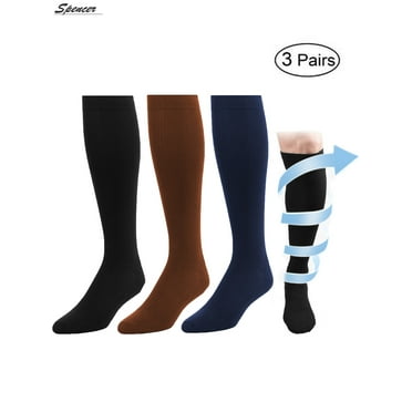 Spencer 3 Pairs Graduated Compression Socks for Women & Men 10-20mmHg Knee High Socks for Running, Sport, Medical, Athletic,Varicose Veins "L/XL,#1"